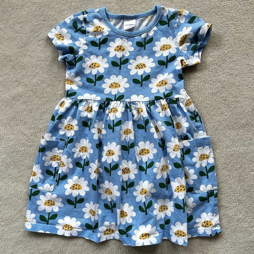 Hanna Andersson Daisy Print Dress Floral Girls Sundress Size 5 Sleeveless